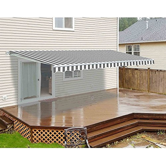 ALEKO 8'' Polyester Cover Motorized Retractable Patio Awning & Reviews